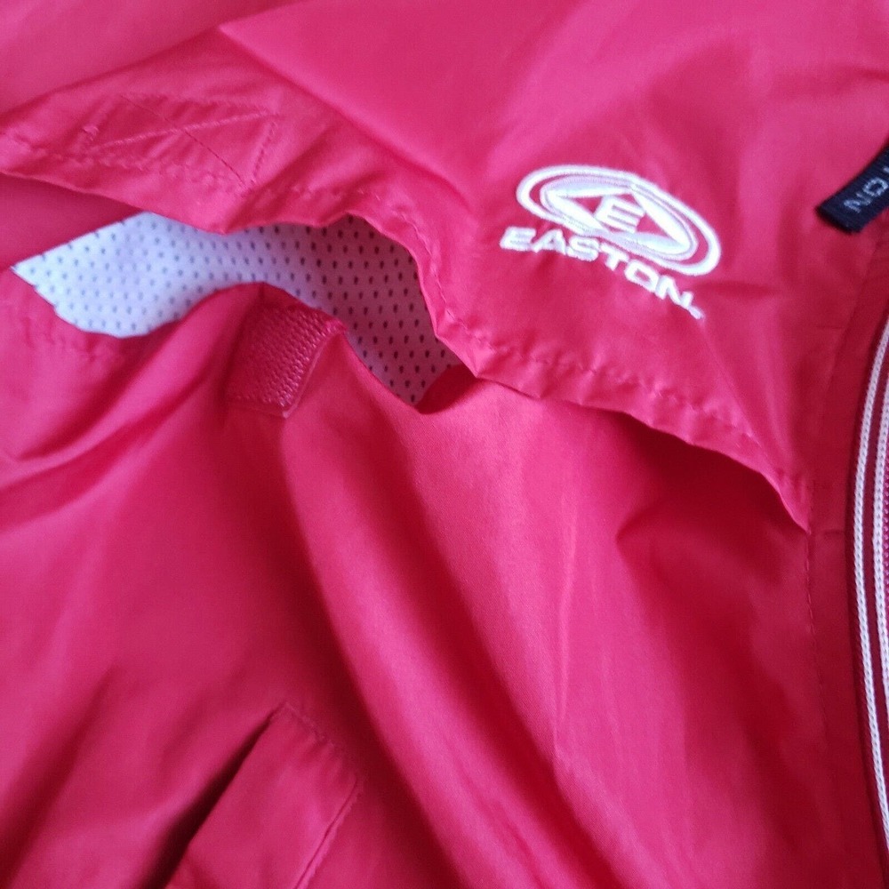 Easton Mens Vintage 80s 90s Jacket Red‎ Baseball Track Coach Vented Windbreaker - Picture 8 of 12